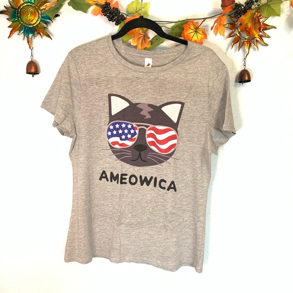 FP/ Grey Ameowica cat aviator graphic T funny size